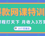 爆款网课特训营,一套课程打天下,网课变现的10个实操法,月收入3万到10万-资源云