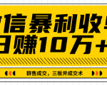 微信暴利收单日赚10万+,IP精准流量黑洞与三板斧成交术帮助你迅速步入正轨(完结)-资源云