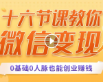 十六节课教你零基础微信变现,用单品打爆市场,每月收入超过10万+-资源云
