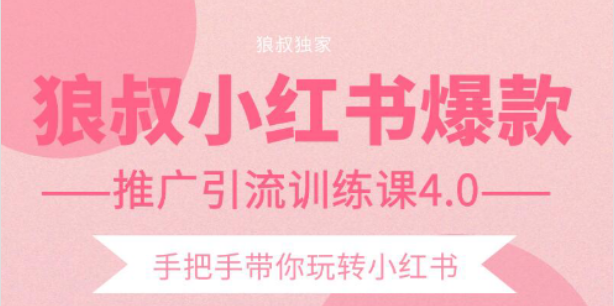 狼叔小红书爆款推广引流训练课4.0，手把手带你玩转小红书-资源云