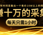 年赚十万的采集站,每天却只需要1小时,一年时间采集出一个售价10W以上的网站-资源云