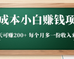 零成本小白赚钱实操项目,一天可赚200+ 每个月多一份收入来源-资源云