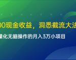 单日500现金收益，洞悉截流大法，一个批量化无脑操作的月入3万小项目-资源云