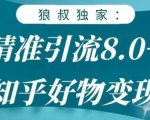 狼叔知乎精准引流8.0,知乎好物变现技术,轻松月赚3W+-资源云