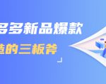 拼多多新品爆款打造的三板斧,快速提升销量+转化+点击率(视频课程)-资源云