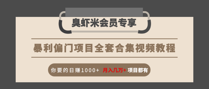 暴利偏门项目全套合集视频教程：你要的日赚1000+月入几万+项目都有-资源云