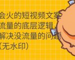 只说话就会火的短视频文案课,从根本上解决没流量的问题-资源云