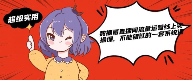 数据哥直播间流量运营线上实操课，不能错过的一套系统课-资源云