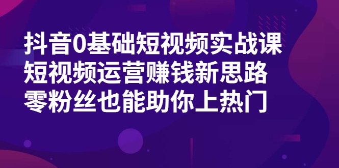 抖音0基础短视频实战课，短视频运营赚钱新思路，零粉丝也能助你上热门-资源云