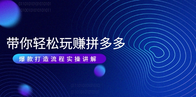 带你轻松玩赚拼多多：花的少 赚的多 爆款更简单 爆款打造流程实操讲解-资源云