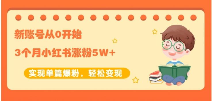 生财小红书涨粉变现：新账号从0开始3个月小红书涨粉5W+实现单篇爆粉-资源云