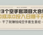 23个空手套项目大合集,0成本0投入日赚千元,干了就赚钱纯空手套生意经-资源云