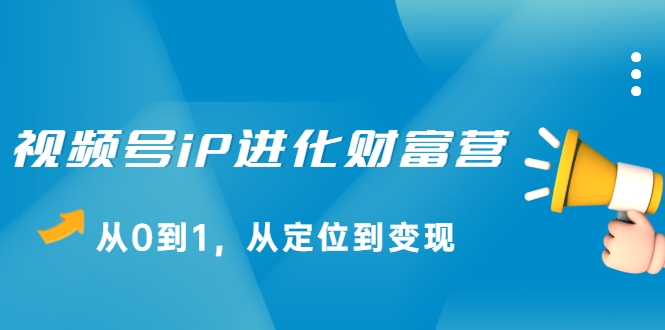视频号iP进化财富营，从0到1，从定位到变现赚钱（价值1577元）-资源云