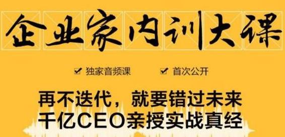 企业家内训大课，未来企业必学经验，价值1299元-资源云