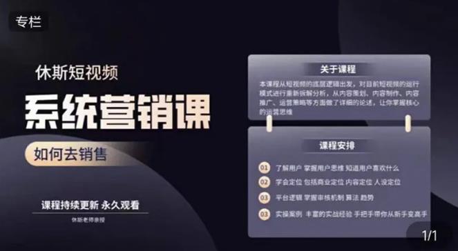 休斯短视频系统运营大课，你掌握核心的运营思维 价值7800元-资源云