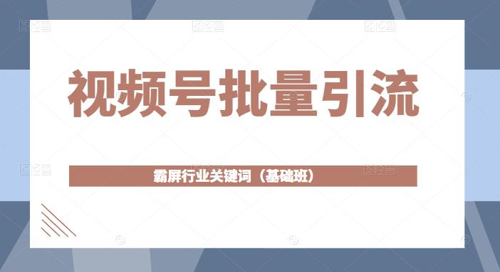 视频号批量引流，霸屏行业关键词（基础班）全面系统讲解视频号玩法-资源云