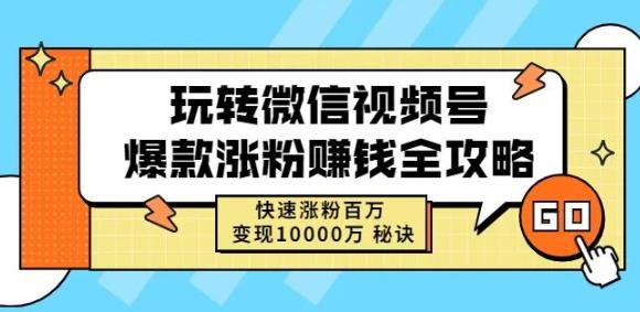 玩转微信视频号爆款涨粉赚钱全攻略，快速涨粉百万变现万元秘诀-资源云