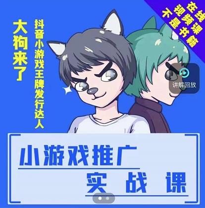 大狗来了：小游戏推广实战课，带你搭建一个游戏推广变现账号-资源云