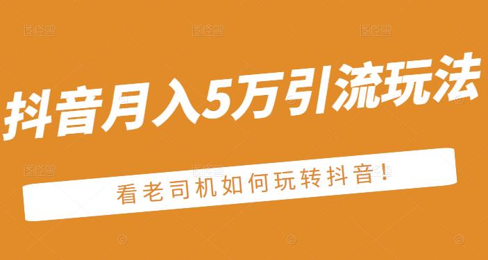 老古董·抖音月入5万引流玩法，看看老司机如何玩转抖音(附赠：抖音另类引流思路)-资源云