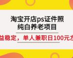 淘宝开店ps证件照,纯白养老项目,单人兼职稳定日100元(教程+软件+素材)-资源云
