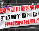 【原创神器】短视频全自动一键剪辑视频,一秒生成100个原创视频(软件+视频+免费卡密)-资源云