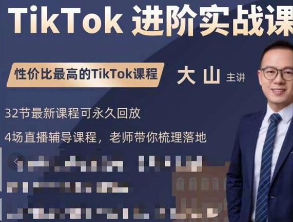 大山老师TikTok进阶实战课：账号详解，流量运营，实战变现，助力你成功出海-资源云