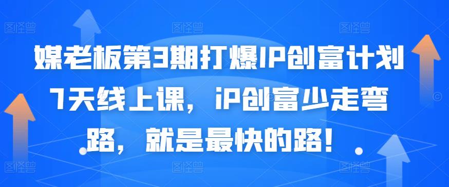 媒老板第3期打爆IP创富计划7天线上课，iP创富少走弯路，就是最快的路！-资源云
