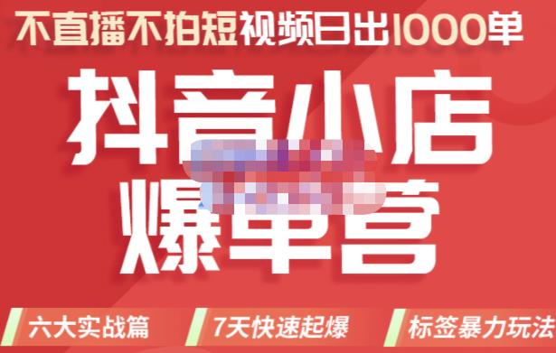 推易电商·2022年抖音小店爆单营，不直播、不拍短视频、日出1000单，暴力玩法-资源云