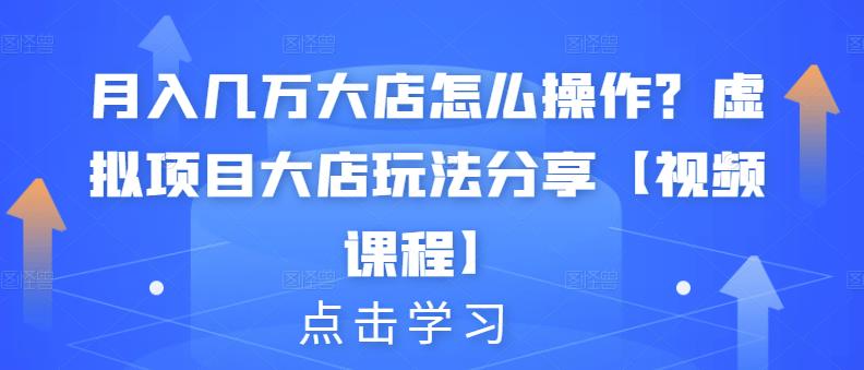 月入几万大店怎么操作？虚拟项目大店玩法分享【视频课程】-资源云