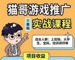 猫哥·游戏推广实战课程,单视频收益达6位数,从0到1成为优质游戏达人-资源云