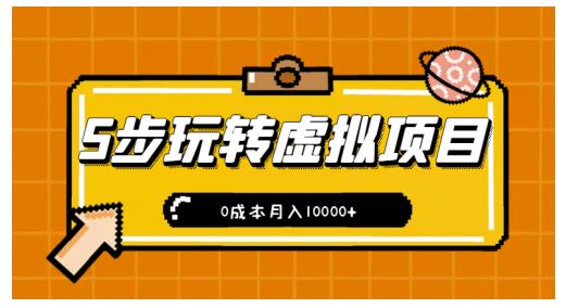 新手小白只需5步，即可玩转虚拟项目，0成本月入10000+【视频课程】-资源云