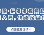 久歌商学院·拼多多视频起店,实现蓝海项目入局,快速起盘打爆店铺-资源云