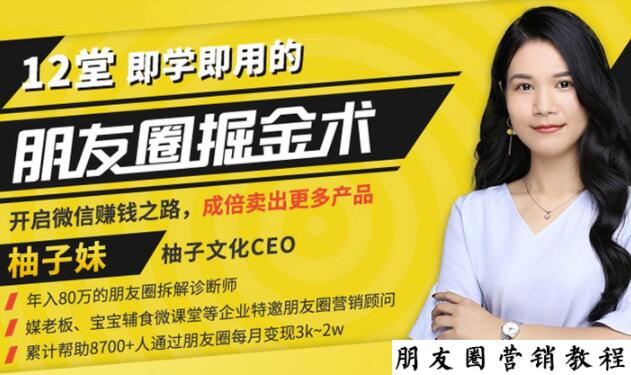 【营销必学】12堂学之即用的朋友圈掘金术：开启你的副业赚钱之路-资源云