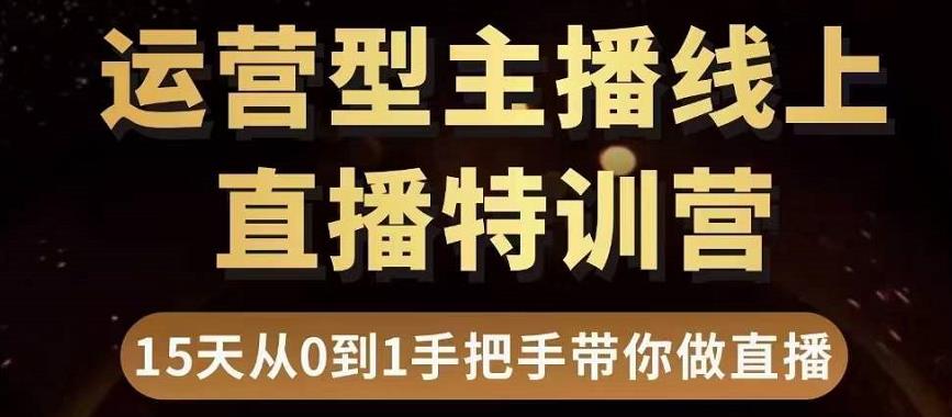 直播电商运营型主播特训营，0基础15天手把手带你做直播带货-资源云