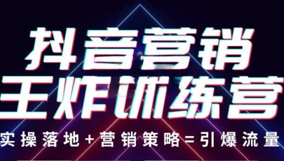 抖音营销王炸训练营，实操落地+营销策略=引爆流量（价值8960元）-资源云