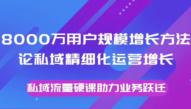 8000万用户规模增长方法论私域精细化运营增长，私域流量硬课助力业务跃迁-资源云