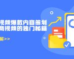 带货短视频爆款内容策划，关于电商视频的独门秘籍（价值499元）-资源云