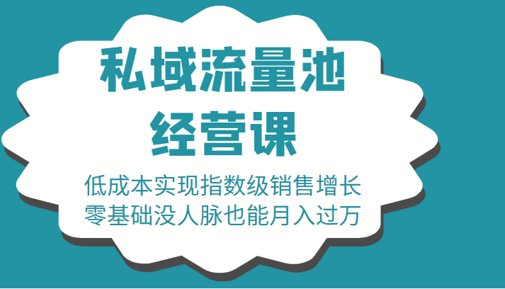 16堂私域流量池经营课：低成本实现指数级销售增长，零基础没人脉也能月入过万-资源云