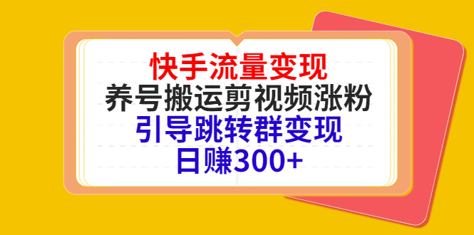 快手流量变现，养号搬运剪视频涨粉，引导跳转群变现日赚300+-资源云
