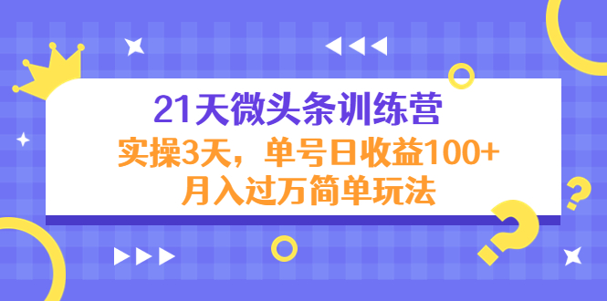 21天微头条训练营，实操3天，单号日收益100+月入过万简单玩法-资源云