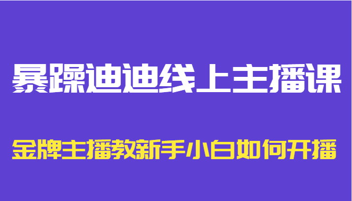 暴躁迪迪线上主播课，金牌主播教新手小白如何开播-资源云
