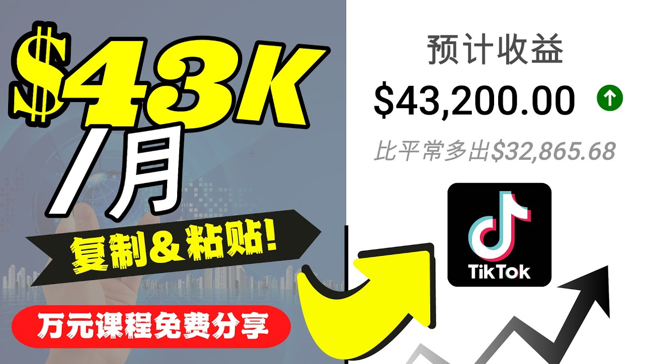 2022抖音国际版Tiktok赚钱项目：每天上传一个视频就轻松月入$43200-资源云