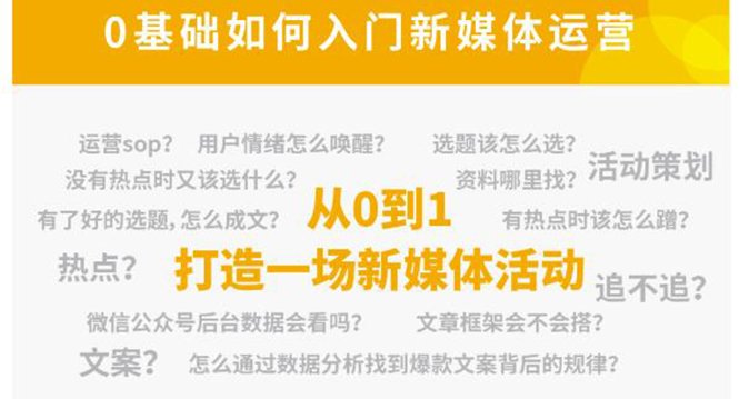 新媒体运营系列课，课程零基础入门，解锁高薪职业必备的四项技能-资源云