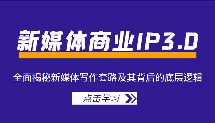 新媒体商业IP3.0，全面揭秘新媒体写作套路及其背后的底层逻辑（价值1299元）-资源云
