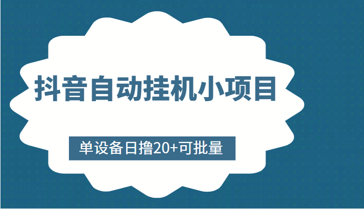 抖音自动挂机小项目，单设备日撸20+，可批量，号越多收益越大-资源云