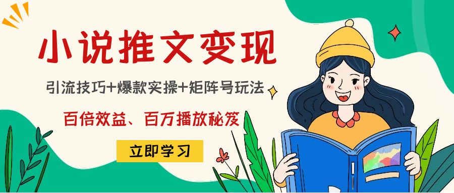 小说推文训练营：引流技巧+爆款实操+矩阵号玩法，百倍效益、百万播放秘笈-资源云