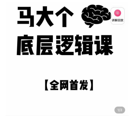 马大个·底层逻辑课，51节底层逻辑智慧课-价值1980元-资源云
