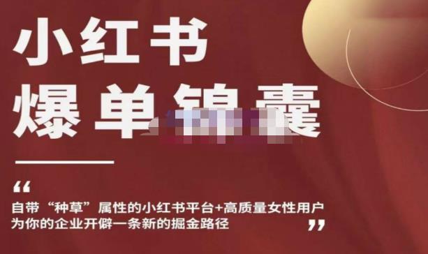 小红书爆单锦囊，自带种草属性+高质量女性用户，为你的企业开辟一条新的掘金路径-资源云