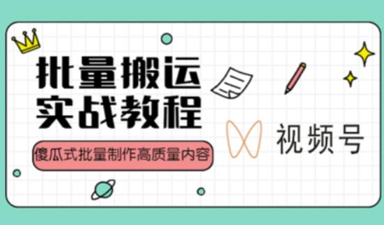 视频号批量搬运实战操作运营赚钱教程，傻瓜式批量制作高质量内容【附视频教程+PPT】-资源云