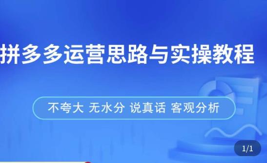 拼多多店铺运营思路与实操教程，快速学会拼多多开店和运营，少踩坑，多盈利-资源云